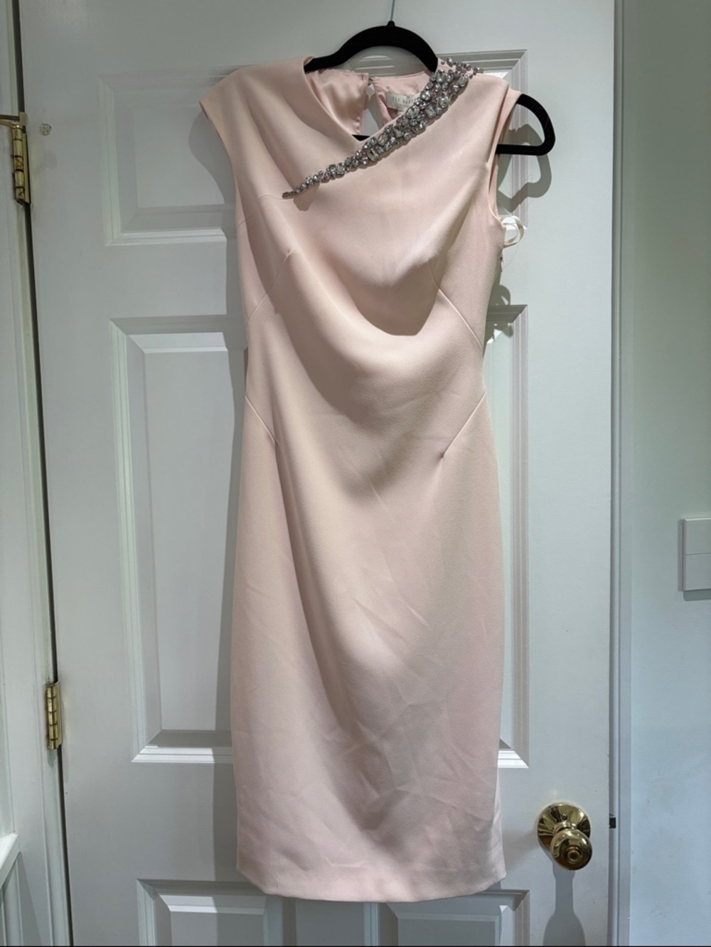 Ted Baker London Pale Pink Midi Dress with Crystal Embellishment